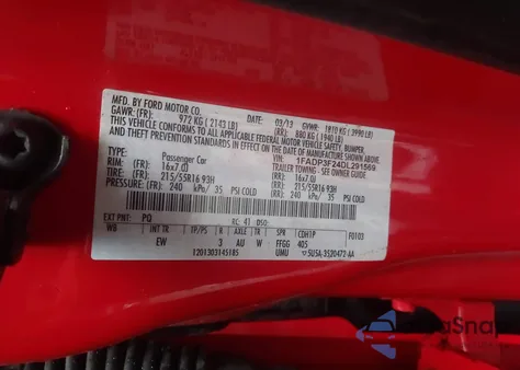 2013 Ford Focus Se from USA, damaged, VIN 1FADP3F24DL291569